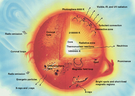 The parts of the Sun.